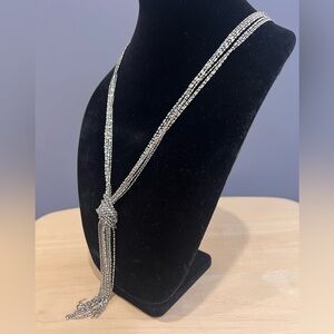 Silver Tassel Drop Necklace is 18" and NWOT